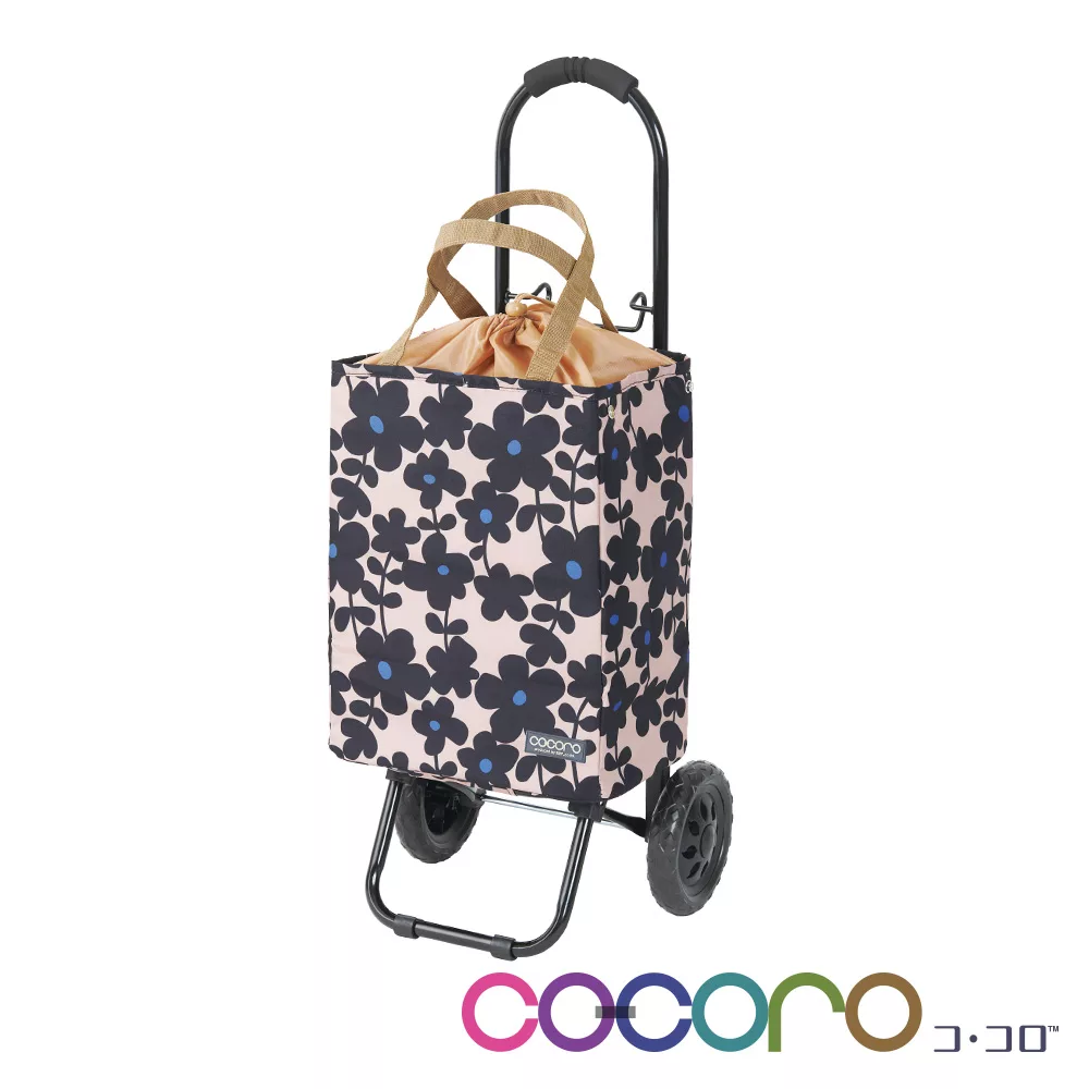 【COCORO】小花提袋購物車 (褐底黑花) | 鈴木太太公司貨