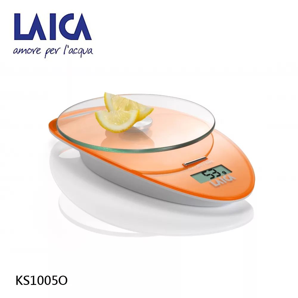 【LAICA 萊卡】時尚設計觸控式彩色電子廚房秤 磅秤 料理秤 KS1005 時尚橘