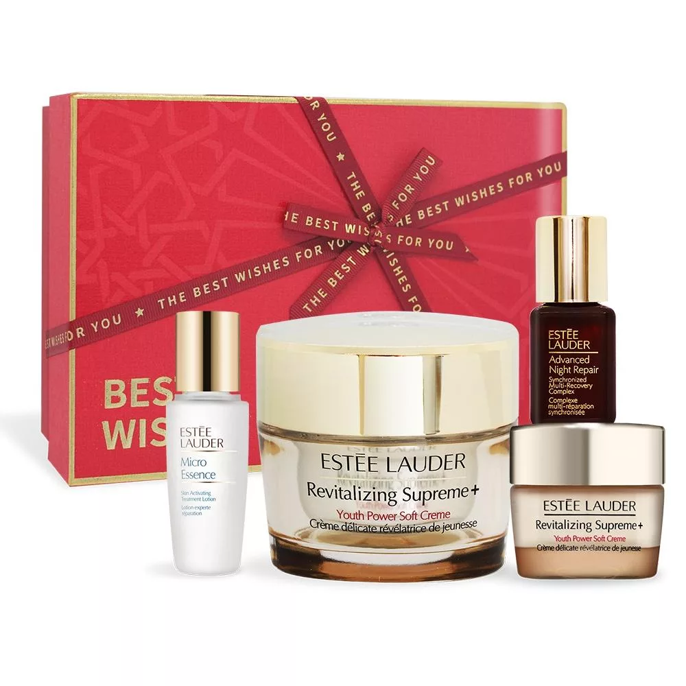 ESTEE LAUDER 雅詩蘭黛 年輕無敵金三角新年套組[特潤+原生露+膠原霜]-公司貨