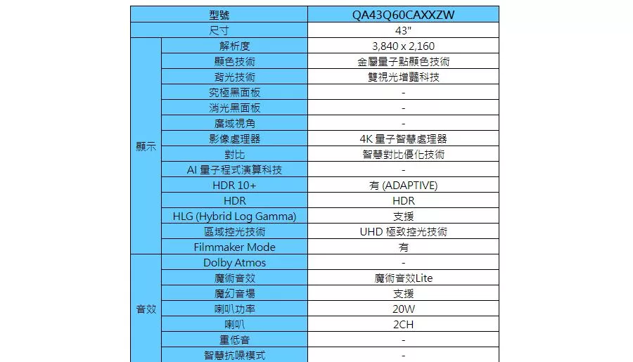 SAMSUNG三星 QA43Q60CAXXZW - 詳情6