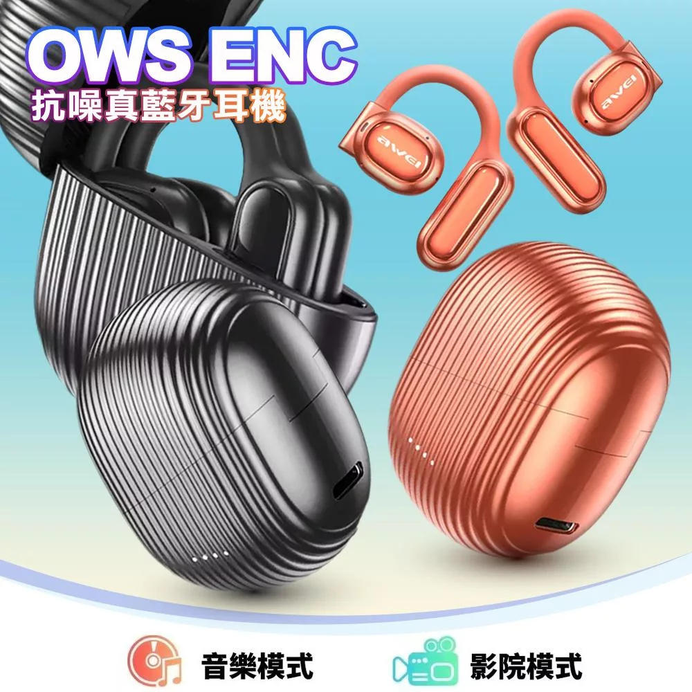 AWEI TZ6 OWS ENC抗噪真藍牙耳機 鈦金灰