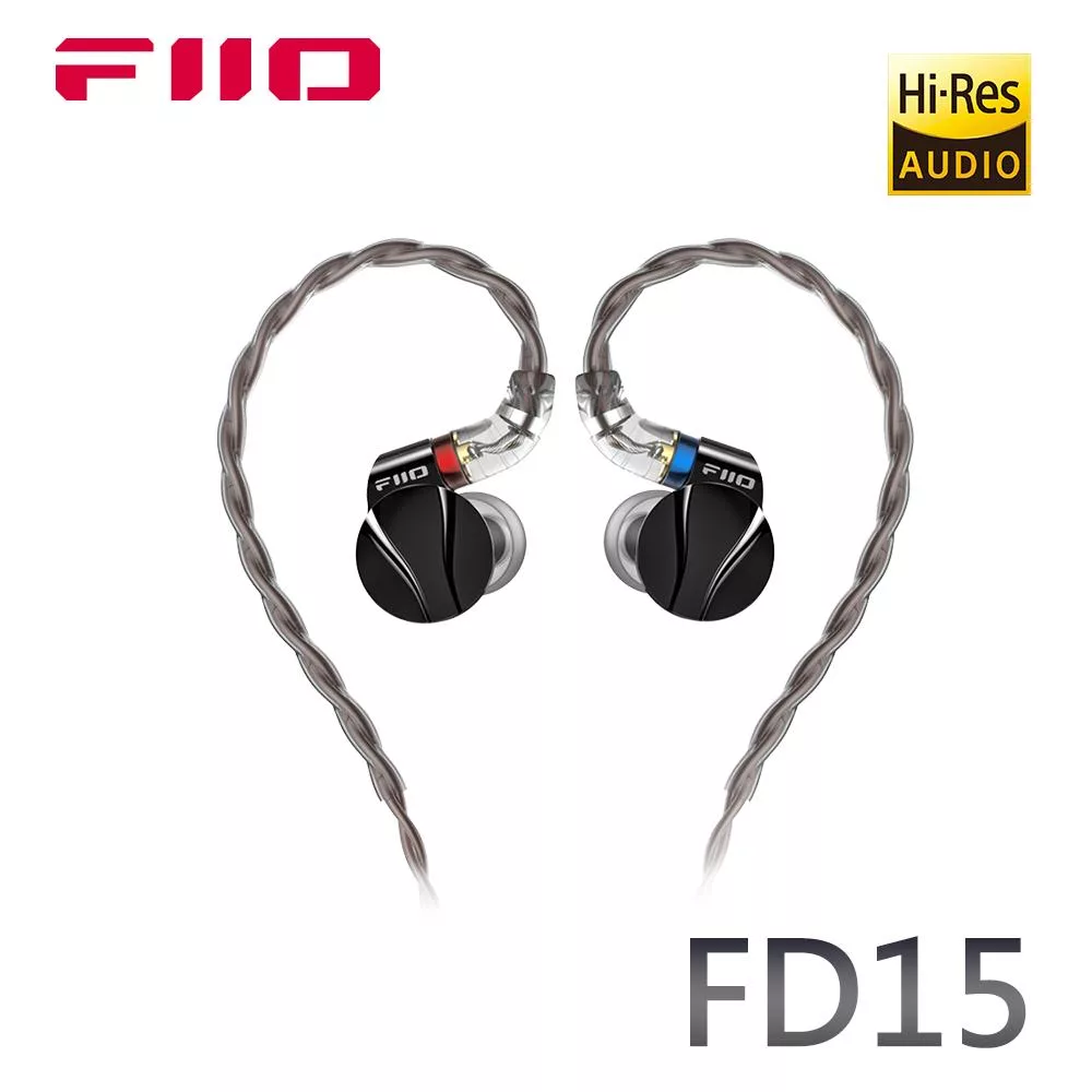 FiiO FD15鋁鎂合金球頂振膜單動圈可換線耳機-曜石黑