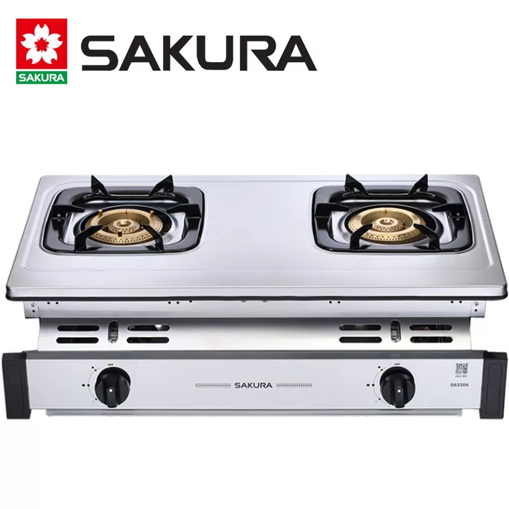 【SAKURA 櫻花】二口銅爐頭嵌入爐 G6320A/G6320AS (天然瓦斯/NG1) 送安裝