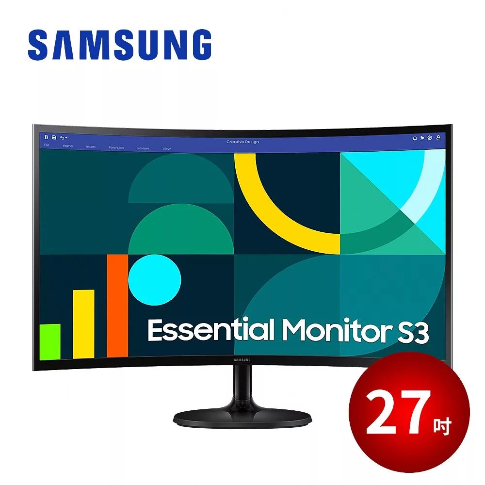 SAMSUNG 27吋 S3 曲面顯示器 S27D362GAC 黑色