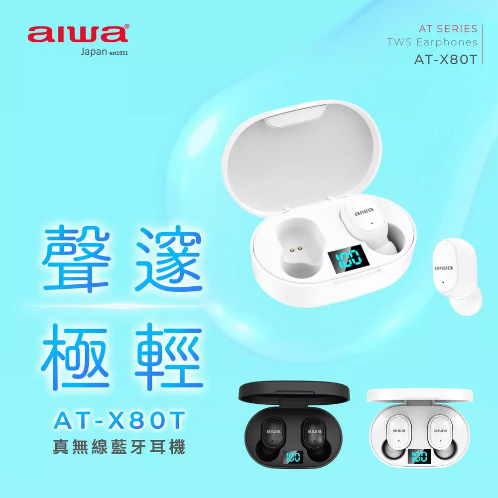 AIWA 愛華 輕巧型真無線藍牙耳機 AT-X80T 白色