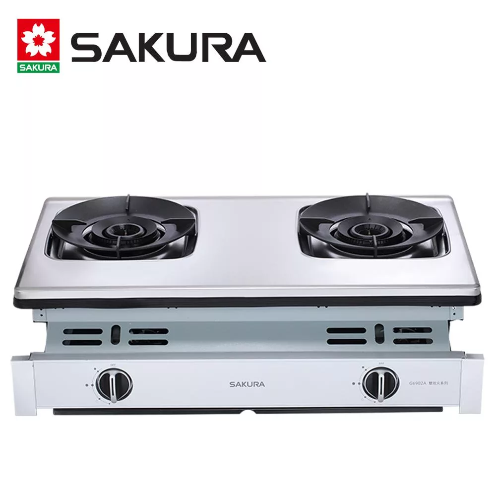 【SAKURA 櫻花】二口聚熱焱雙炫火安全崁入爐G6902A/G-6902AS(桶裝瓦斯/LPG) 送安裝