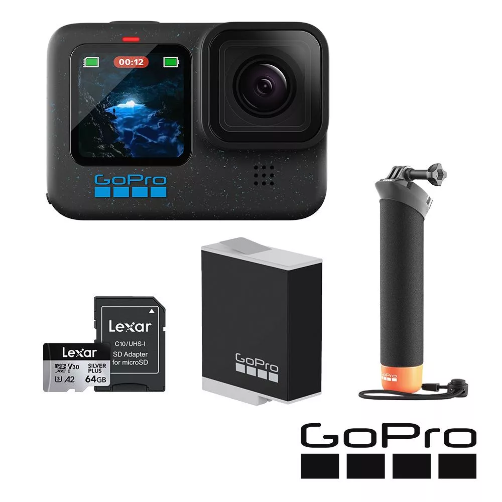 【GoPro】HERO12  Black CE創作者水上漂浮套組 (HERO12 創作者+漂浮握把+原廠充電電池+64G記憶卡) 公司貨