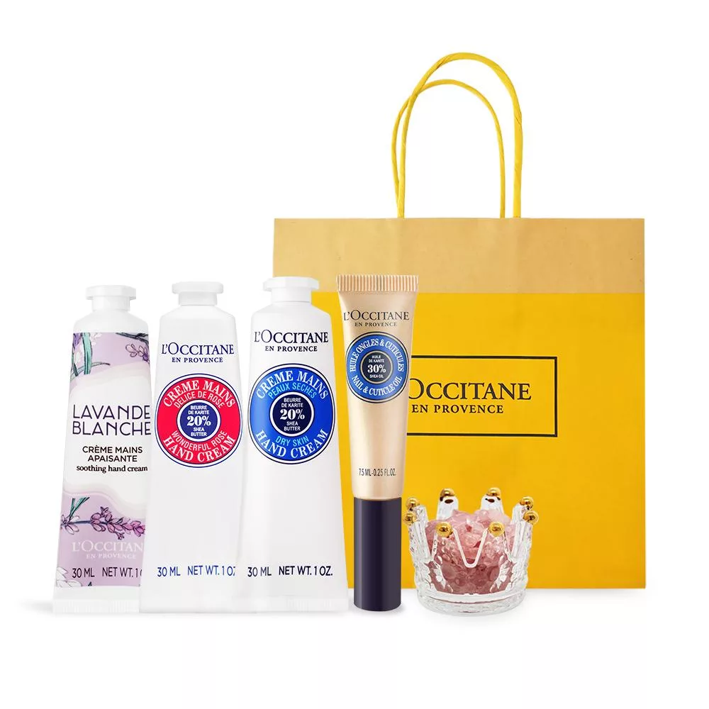 L’OCCITANE 歐舒丹 桃花朵朵護手水晶禮遇組-多款任選-國際航空版 [乳油木+白薰衣+乳油木玫瑰]