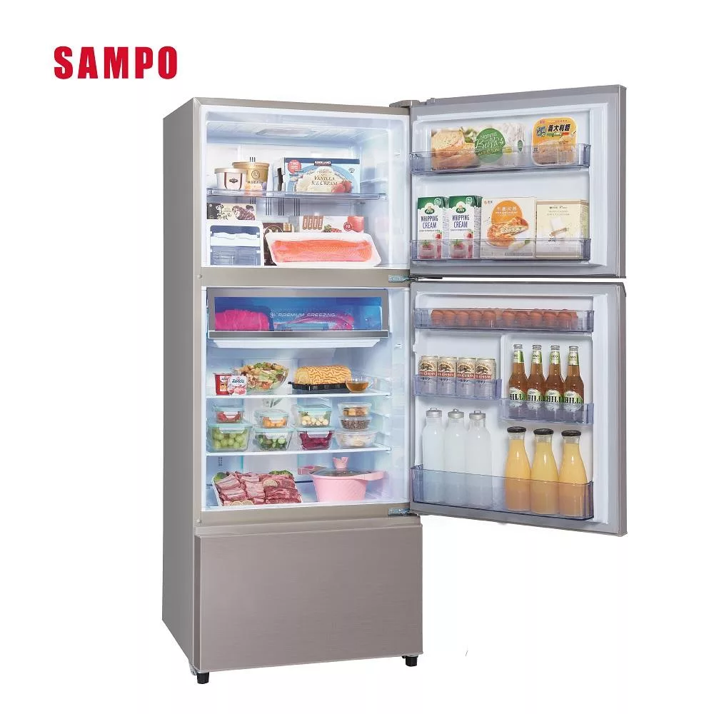 【SAMPO聲寶】530公升極光鈦變頻鋼板三門冰箱 SR-C53DV(Y7) ✔基本安裝✔舊機回收