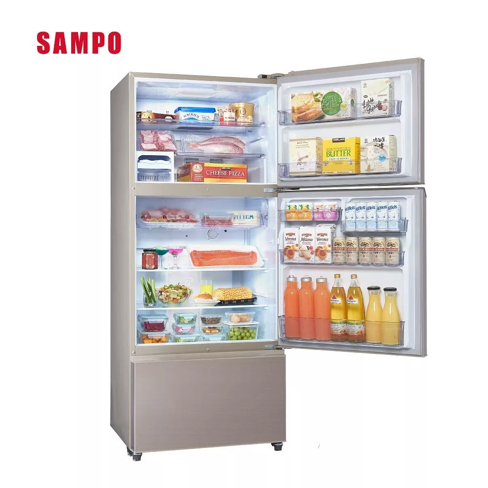 【SAMPO聲寶】580公升極光鈦變頻鋼板三門冰箱 SR-C58DV(Y7) ✔基本安裝✔舊機回收