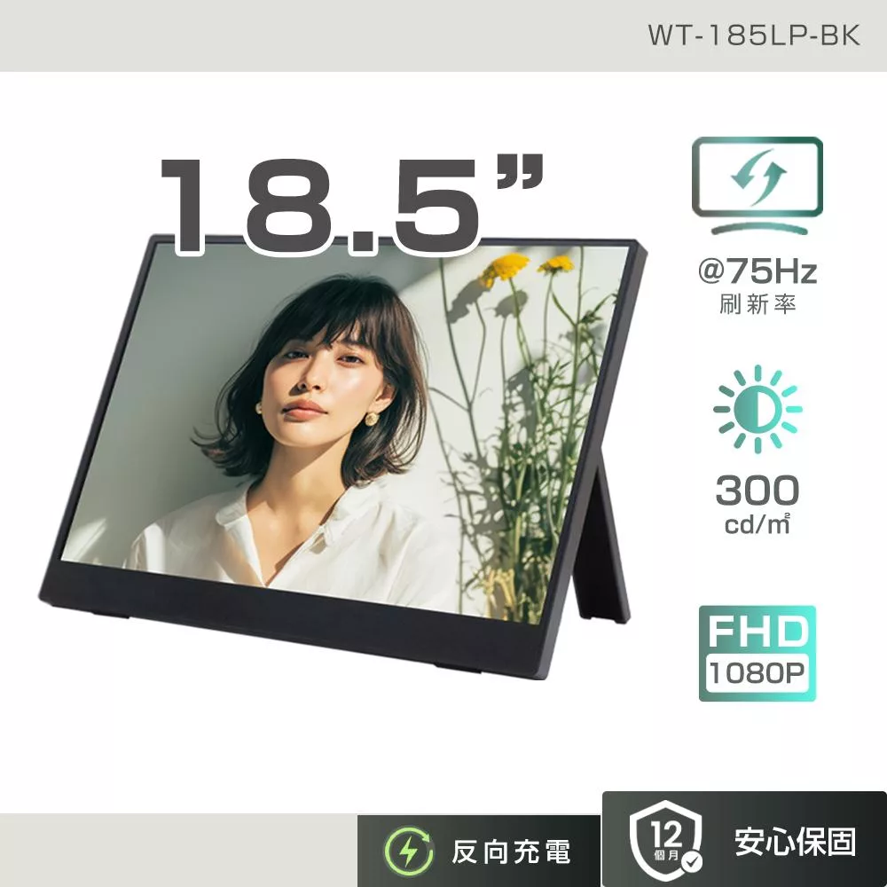【REAICE】日本Winten 18.5吋IPS超薄可攜式L型外接螢幕(Switch可攜式螢幕/移動式/FHD/HDMI/Type-C)