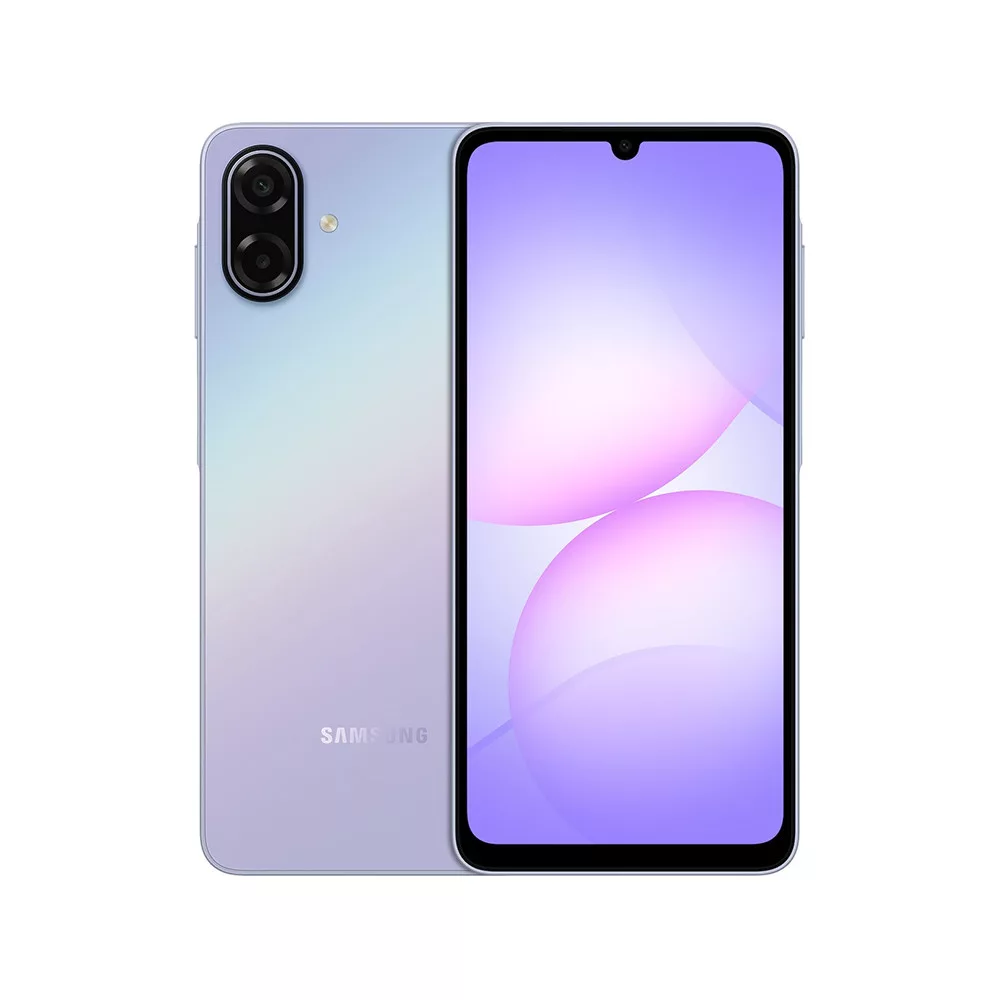 SAMSUNG 三星 Galaxy A07 是一款具備 6.7 吋螢幕、5000 萬畫素主鏡頭、4GB RAM 與 128GB ROM 的智慧型手機。支援 5G 網路，具備 IP54 防水防塵功能，並提供裸光紫與酷潮黑兩種顏色選擇。內建 6,000mAh 大電池，續航力強，支援雙卡雙待，適合日常使用與多工處理。