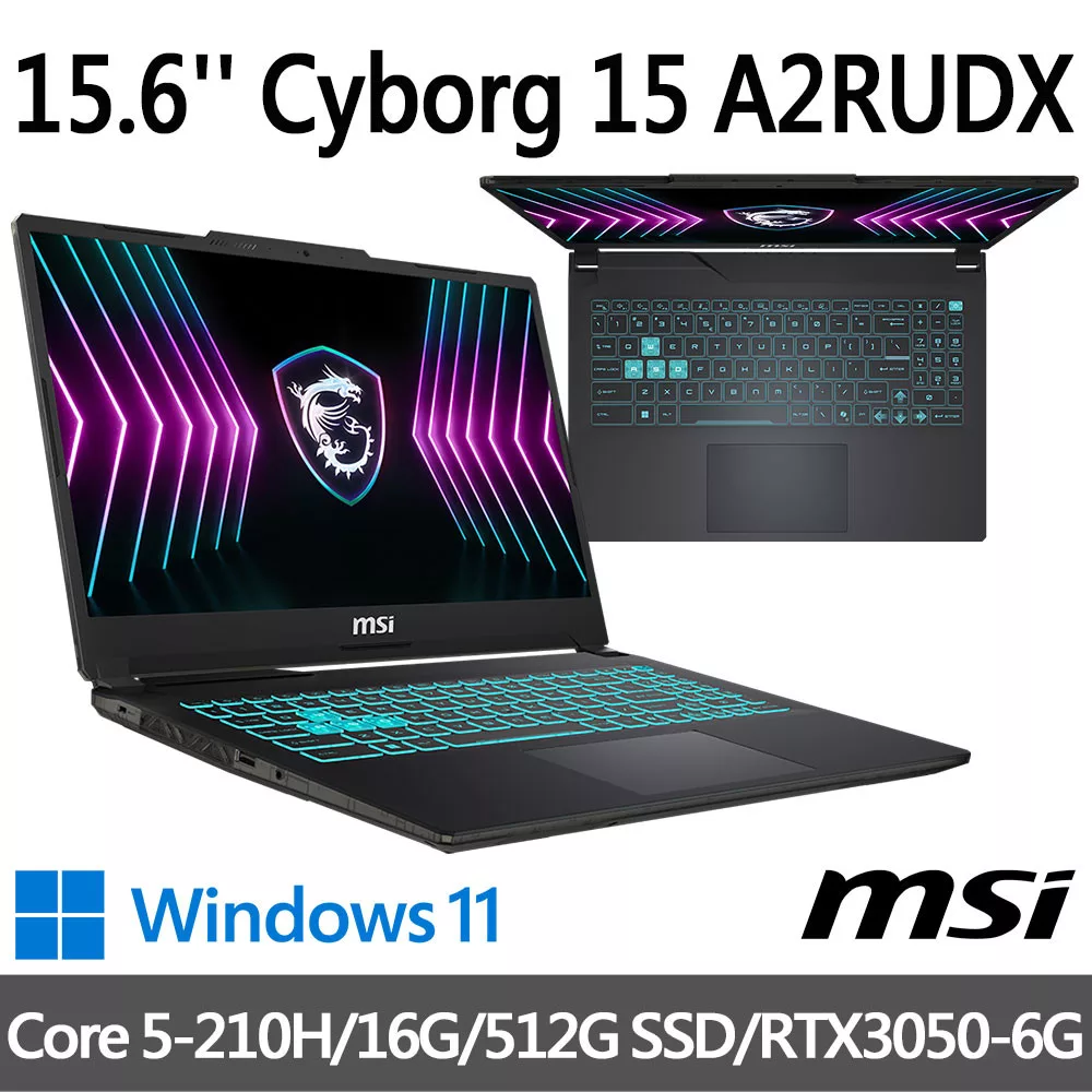 msi微星 Cyborg 15 A2RUDX-2288TW 15.6吋 電競筆電 (Core 5-210H/16G/512G SSD/RTX3050-6G/Win11)