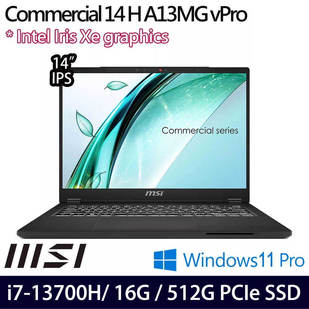MSI 微星 Commercial 14 H A13MG vPro-419TW 14吋 商務筆電 (i7-13700H/16G/512G/W11P/3年保)