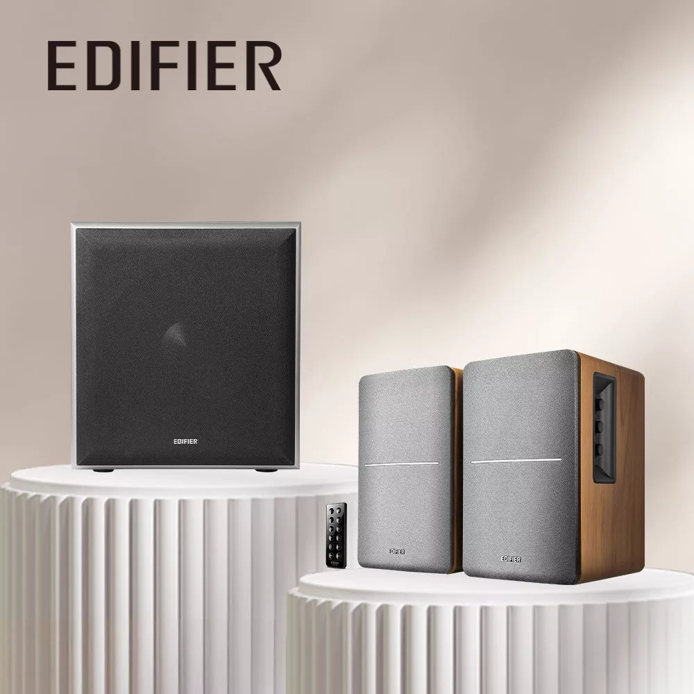EDIFIER 家庭劇院組｜R1280DB 2.0聲道藍牙喇叭+T5 主動式重低音 R1280DB 木紋