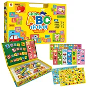 超好玩的ABC拼拼拼 磁鐵遊戲盒(內含字母磁鐵90個+詞彚磁鐵79個+主題學習卡12張+認知圖鑑1張)