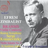 Efrem Zimbalist plays Brahms. Violin concerto (BSO/Koussevitzky) and Sonata#3 / Efrem Zimbalist