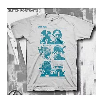 Linkin Park / Glitch Portrait Adult Silver T-Shirt (M)