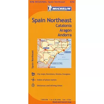 Michelin Spain: Northeast Catalonia, Aragon, Andorra, Map 574