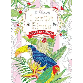 Exotic Birds Postcard Book: Color by Numbers