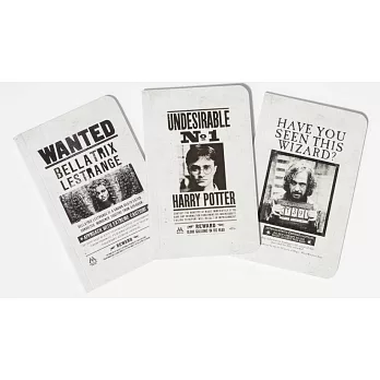 哈利波特：頭號不受歡迎人物筆記本組三入（9 x 14 cm / 64 頁）Harry Potter Wanted Posters Pocket Journal Collection