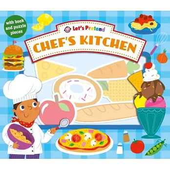 硬頁拼圖遊戲書：大廚的廚房（24*28公分大尺寸。學齡前）Let’s Pretend Chef’s Kitchen