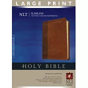 Holy Bible: New Living Translation Brown / Tan TuTone Leather Like Slimline Center Column Reference