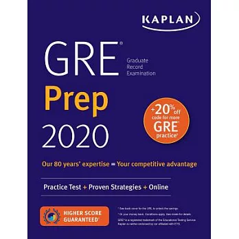 Kaplan GRE Prep 2020: Practice Tests + Proven Strategies + Online