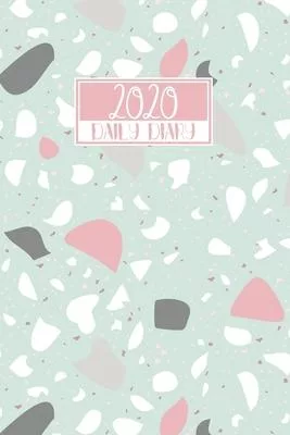 2020 Daily Diary: A5 Full Day on a Page to View DO1P Planner Lined Writing Journal - Duck Egg Blue & Pink Pastel Abstract Pattern