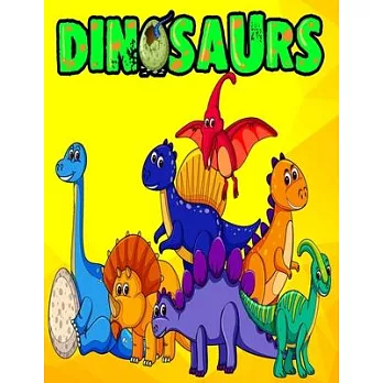 Dinosaur Coloring Book: 60 Hand Drawn 8.5X11 Size Giant Full Page Jumbo Dino Colouring Drawing Collection for Kids Toddler Boys and Girls