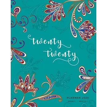 Twenty Twenty, Planner 2020 Weekly Monthly: 8x10 Full Year Notebook Organizer Large - 12 Months - Jan to Dec 2020 - Oriental Paisley Flower Design Tea