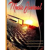 Songwriting Journal: Black and White Musical Notes Music Manuscript Notebook with Staff Paper - Blank Sheet Music Notebook - Music Journal