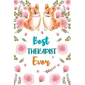 Best Therapist Ever: Blank Lined Notebook for Therapist Gift Journal Diary Flower and Dog Watercolor Cover