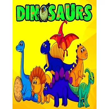 Dinosaur Coloring Book Set: 60 Hand Drawn 8.5X11 Size Giant Full Page Jumbo Dino Colouring Drawing Collection for Kids Toddler Boys and Girls