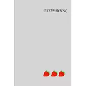 Pastel Grey Strawberry Notebook: Fruit Lined Journal: Composition Book, College, Office, (110 pages, 6x9 in), Pineapple Notebook: Lined Stylish, Moder