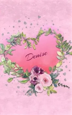 Denise: Personalized Small Journal - Gift Idea for Women & Girls (Pink Floral Heart Wreath)