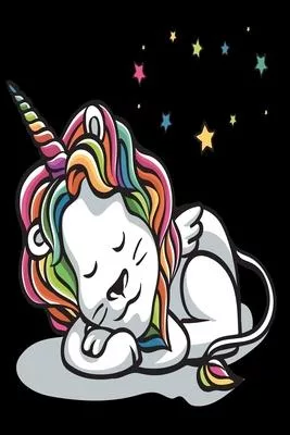 Unicorn lion black: Dot Grid 6x9 Dotted Bullet Journal and Notebook 120 Pages Sleeping Lion in Unicorn style