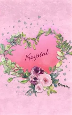 Krystal: Personalized Small Journal - Gift Idea for Women & Girls (Pink Floral Heart Wreath)