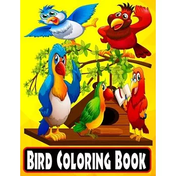 Bird Colouring Book: 60 Hand Drawn 8.5X11 Size Giant Full Page Jumbo Bird Colouring Drawing Collection for Kids Children Toddler Boys and G