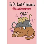 Chaos Coordinator To Do List Notebook.: Undated Daily To-Do Planner Notepad - Cute Cat Valentine Cover - Special Gifts.- Cream Paper.- 6
