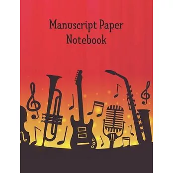 Manuscript Paper Notebook: Manuscript Music Paper * Large (8.5＂ x 11＂) * 12 Stave * 100 Pages: Instruments