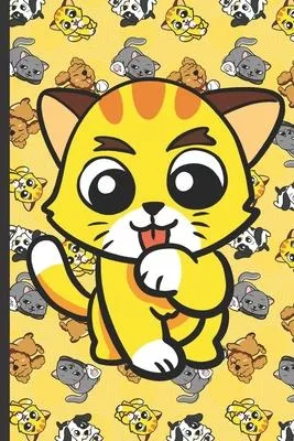 Home Improvement Maintenance and Repair Journal: Kitten Licking Paw with Rotating Images of Cats Kittens Dogs and Puppies on Yellow Background.
