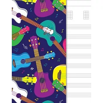 Ukulele Tab Notebook: 6 String Chord and Tablature Staff Music Paper for Students & Teachers, Colored Instruments Cover