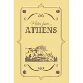 Notes from Athens: Blank Lined Vintage Themed Journal Parthenon Acropolis