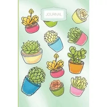 Journal: Succulent Dot Grid Journal Gift Notebook, Cactus Dotted Grid Bullet Notebook, Greenery 6x9 Notebook, 110 Pages, Journa