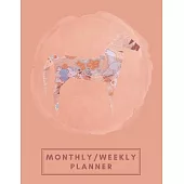 Monthly/Weekly Planner: Orange Japanese Origami Horse Weekly Planner + Monthly Calendar Views 12 Month Agenda Planner Gift For Horse Lovers