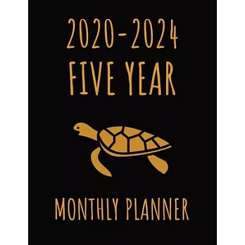 Turtle 2020-2024 Five Year Monthly Planner: 60 Months Monthly Planner Organizer with Inspirational Quotes Password Log Federal Holidays