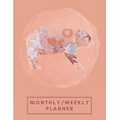 Monthly/Weekly Planner: Orange Japanese Origami Bear Weekly Planner + Monthly Calendar Views 12 Month Agenda Planner Gift For Bear Lovers