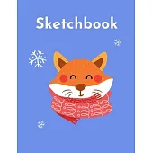 Sketchbook: Cute Kawaii Winter Fox Sketchpad: 100 Large 8.5
