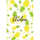 Aiden: Personalized Pineapple fruit themed Dotted Grid Notebook Bullet Grid Journal teacher gift teacher Appreciation Day Gif
